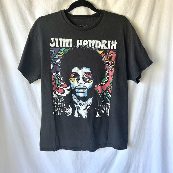 Jimi Hendrix Graphic T-Shirt Size L Purple Haze Psychedelic Rock Tee Retro Music - Picture 1 of 3